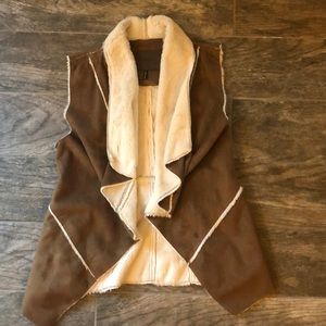Faux Suede and Fur Vest